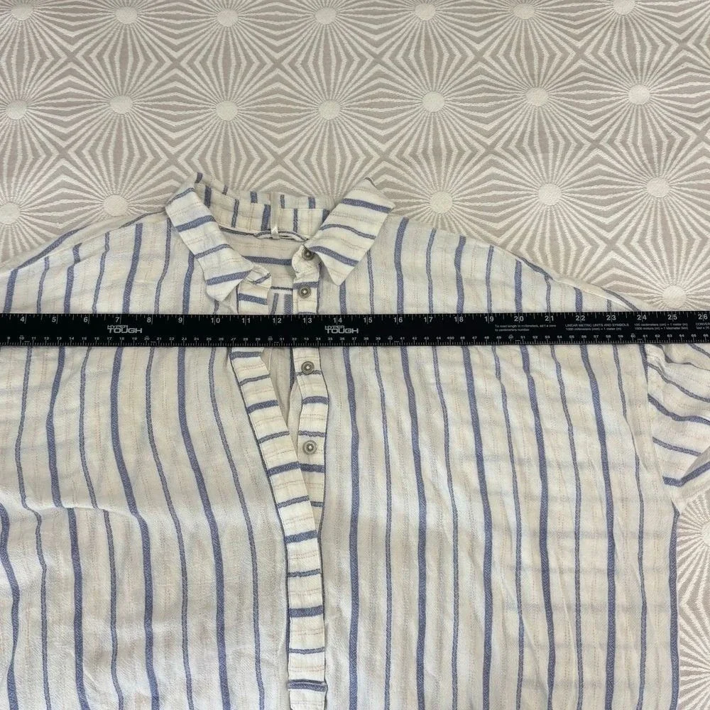 Free People Shirt Dress Stripes 100% Cotton Coastal Boho White Sz S